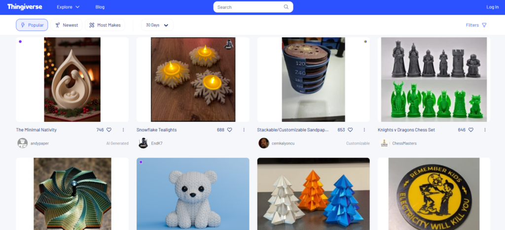 Pagina principal, donde se puede buscar archivos stl